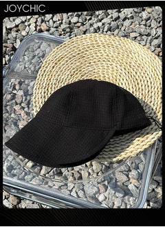Joychic Women Spring Summer Autumn Versatile Bucket Hat Daily Outdoor Sun Protection Peaked Cap Adjustable Foldable Waffle Hat for Ladies Girls Black  - Image 3