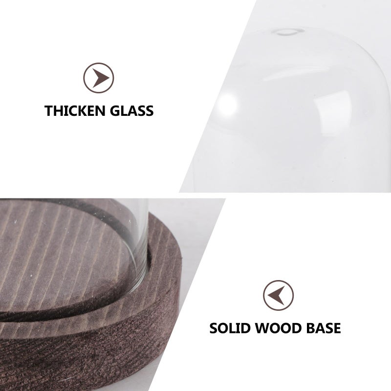 U Shaped Large Glass Cake Dome Cover With Wood Base 70x100mm For Dessert Display - Image 4