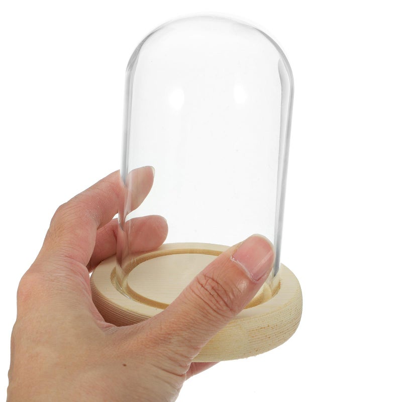 U Shaped Large Glass Cake Dome Cover With Wood Base 70x100mm For Dessert Display - Image 5