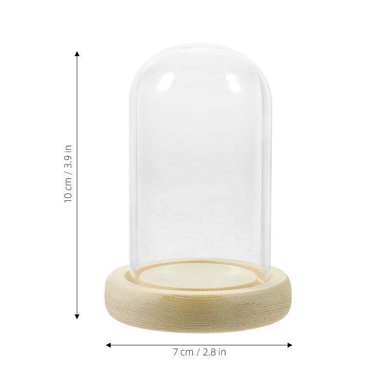 U Shaped Large Glass Cake Dome Cover With Wood Base 70x100mm For Dessert Display - Image 3