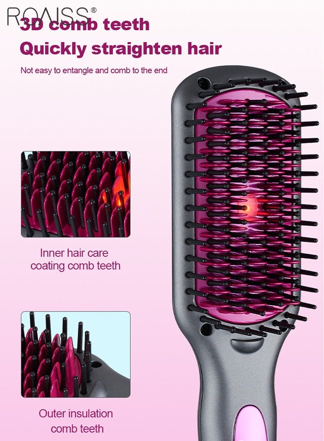 رويس مشط فرد الشعر بالأشعة تحت الحمراء، 6 سرعات لضبط درجة الحرارة، خط ذيل دوار مضاد للتشابك 360 درجة مئوية، تسخين سريع وتصفيف يدوم طويلاً، مناسب لجميع أنواع الشعر - Image 2