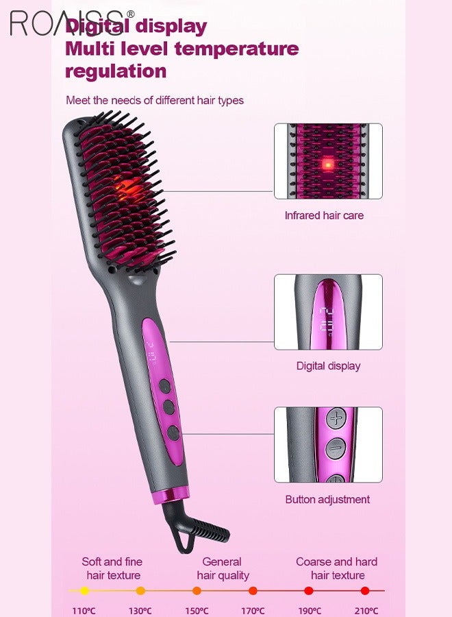 رويس مشط فرد الشعر بالأشعة تحت الحمراء، 6 سرعات لضبط درجة الحرارة، خط ذيل دوار مضاد للتشابك 360 درجة مئوية، تسخين سريع وتصفيف يدوم طويلاً، مناسب لجميع أنواع الشعر - Image 3