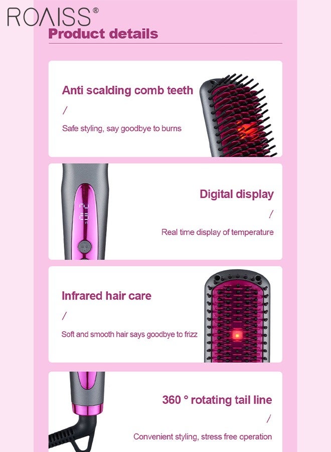 رويس مشط فرد الشعر بالأشعة تحت الحمراء، 6 سرعات لضبط درجة الحرارة، خط ذيل دوار مضاد للتشابك 360 درجة مئوية، تسخين سريع وتصفيف يدوم طويلاً، مناسب لجميع أنواع الشعر - Image 4