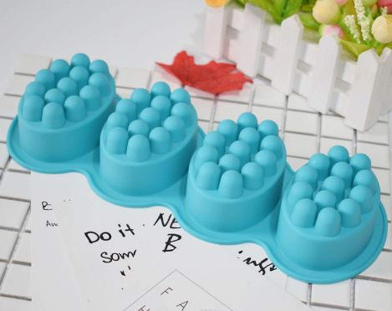 Mose Cafolo 2 pcs 3D Massage Bar Soap Molds 4 Cavities 4.5oz Silicone Soap Molds for DIY Soap Making, Chocolate, Polymer Clay, Ice Tray Hair Scalp(Nonstick & BPA Free) - Image 3
