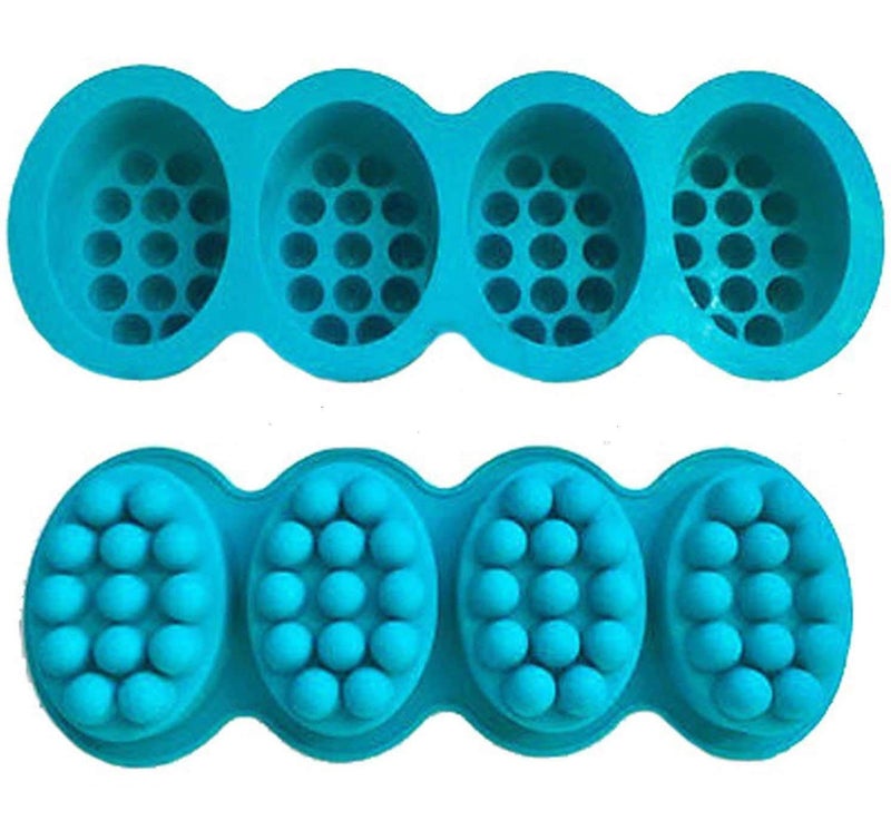 Mose Cafolo 2 pcs 3D Massage Bar Soap Molds 4 Cavities 4.5oz Silicone Soap Molds for DIY Soap Making, Chocolate, Polymer Clay, Ice Tray Hair Scalp(Nonstick & BPA Free) - Image 1