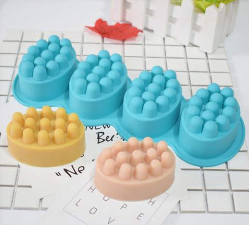Mose Cafolo 2 pcs 3D Massage Bar Soap Molds 4 Cavities 4.5oz Silicone Soap Molds for DIY Soap Making, Chocolate, Polymer Clay, Ice Tray Hair Scalp(Nonstick & BPA Free) - Image 2