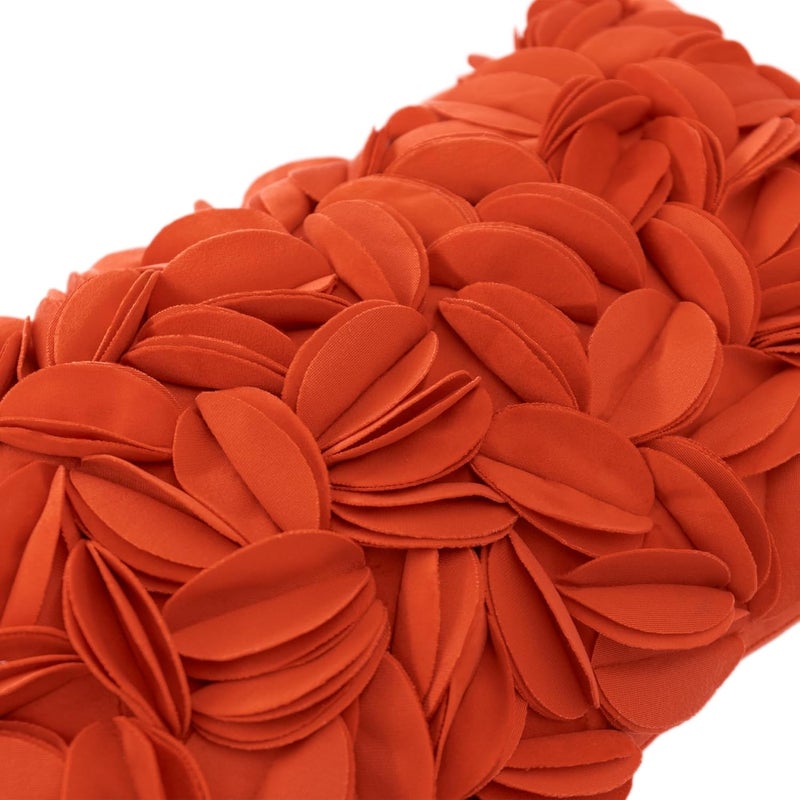 KINGROSE Handmade 3D Floral Decorative Throw Pillow Case Solid Flower Cushion Covers Decorative Pillow Cover for Bed Living Room Sofa Couch Home 12 x 20 Inches Velvet Dark Orange - Image 2