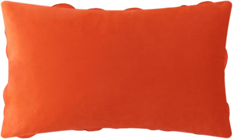 KINGROSE Handmade 3D Floral Decorative Throw Pillow Case Solid Flower Cushion Covers Decorative Pillow Cover for Bed Living Room Sofa Couch Home 12 x 20 Inches Velvet Dark Orange - Image 4