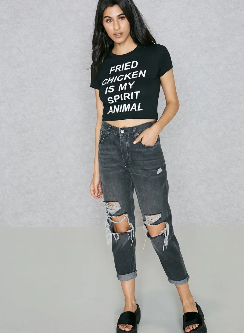 dimepiece Slogan Crop T-Shirt