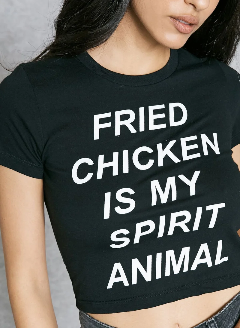 dimepiece Slogan Crop T-Shirt