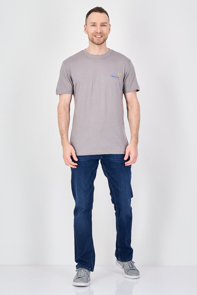 Laguna Men Crew Neck Short Sleeve Graphic Print T-Shirt, Taupe - Image 4