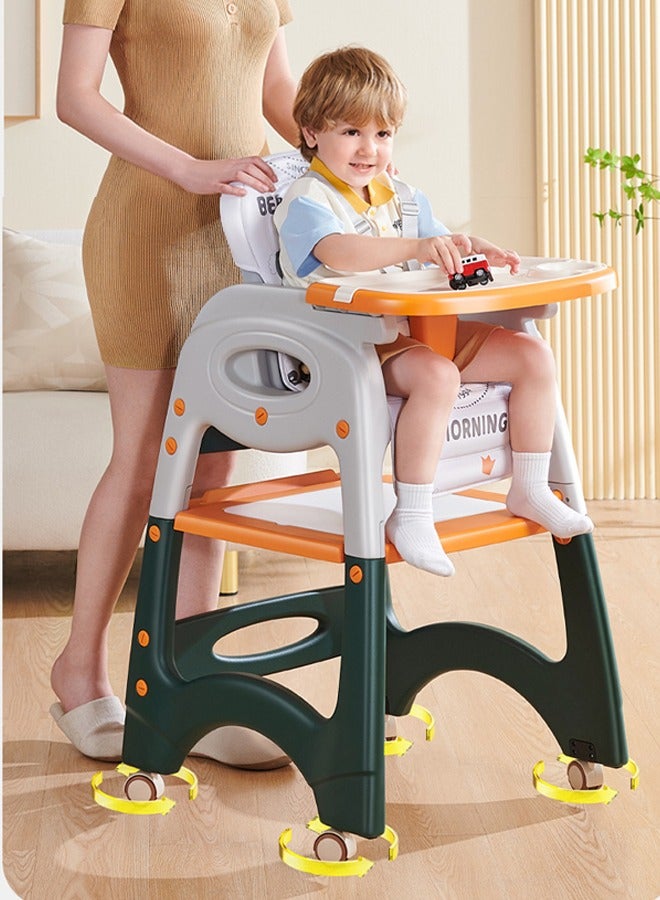 كيديليو كرسي طعام للأطفال 6 في 1، كرسي مرتفع للأطفال، كرسي دراسة، مقعد للأطفال، طاولة طعام وكرسي، طاولة مكعبات بناء، سيارة يو يو، مكتب، قابل للطي للتخزين السهل - Image 3