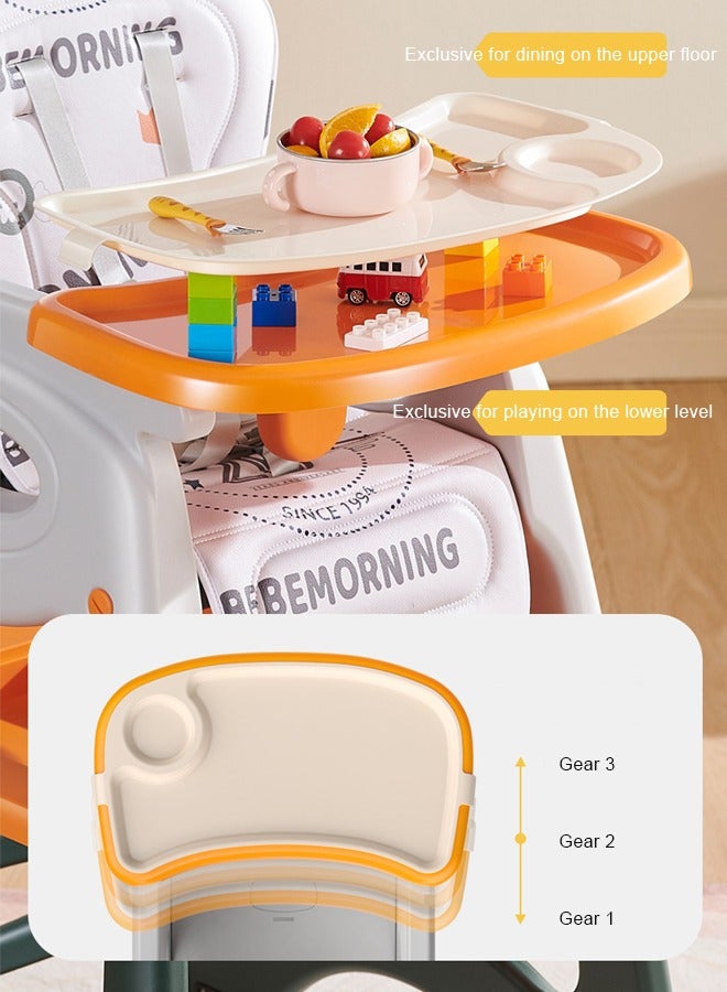 كيديليو كرسي طعام للأطفال 6 في 1، كرسي مرتفع للأطفال، كرسي دراسة، مقعد للأطفال، طاولة طعام وكرسي، طاولة مكعبات بناء، سيارة يو يو، مكتب، قابل للطي للتخزين السهل - Image 4