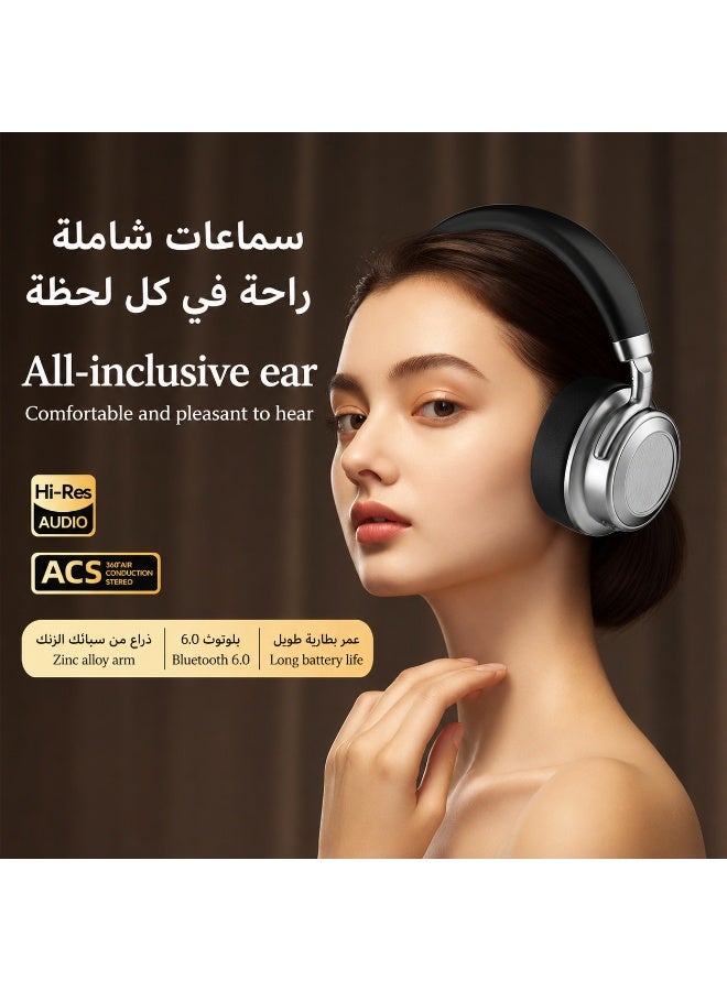 سماعات رأس CR-9 Retro لاسلكية تعمل بالبلوتوث، سماعة رأس معدنية فوق الأذن مع صوت ستيريو عميق، ميكروفون مدمج، سماعات رياضية عصرية للبالغين والمراهقين، متوافقة مع هواتف iPhone وAndroid والأجهزة اللوحية - Image 3