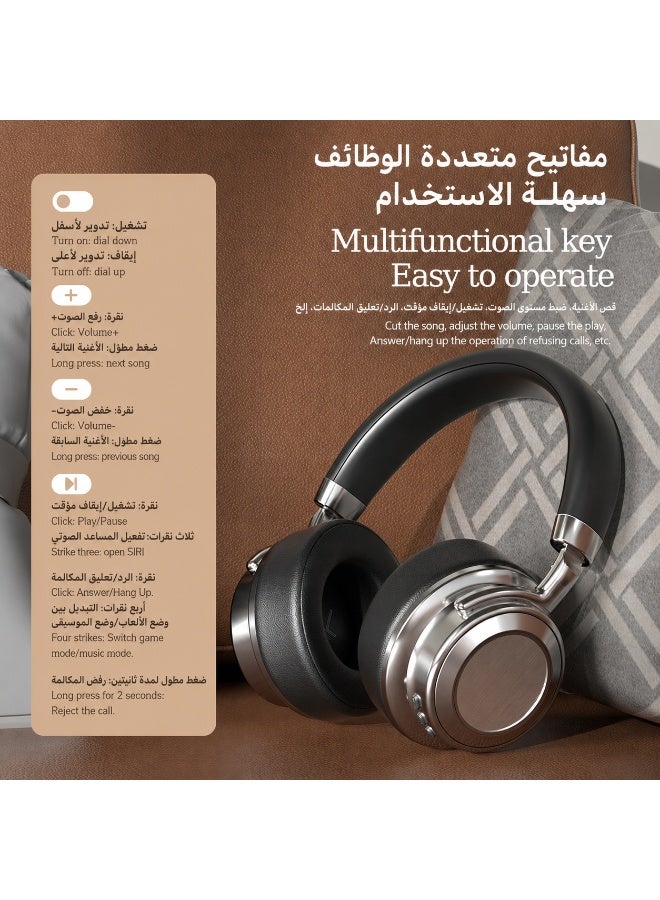 سماعات رأس CR-9 Retro لاسلكية تعمل بالبلوتوث، سماعة رأس معدنية فوق الأذن مع صوت ستيريو عميق، ميكروفون مدمج، سماعات رياضية عصرية للبالغين والمراهقين، متوافقة مع هواتف iPhone وAndroid والأجهزة اللوحية - Image 4