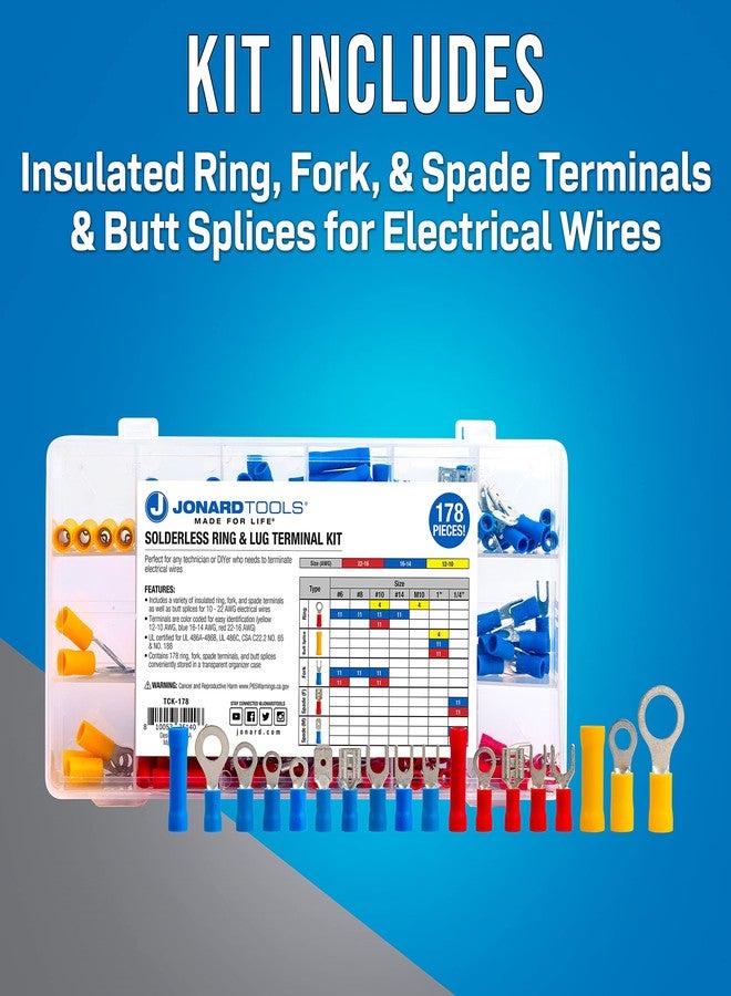 جونارد تولز طقم أطراف حلقية وطرفية بدون لحام من جونارد تولز TCK-178 مع وصلات طرفية وحلقة وشوكة ومجرفة، 178 قطعة - Image 2