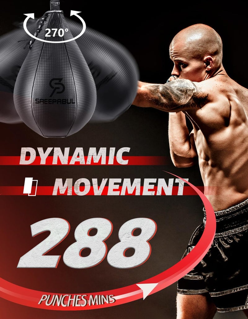 SAEEPABUL Speed Bag,Speed Bag for Boxing,PU Leather Reflex Training Pear Shaped Punching Bag,Fast Reaction Skills Development Perfect for Kids Teens Adults Boxing Coaches Black - Image 3
