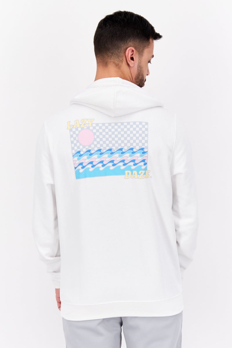 Hurley Men Sportswear Fit Long Sleeve Hoodie, White  - Image 3