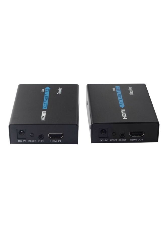 Generic - HDMI Extender (Receiver & Sender) over Single UTP CAT5e/6 Cable, Transmission Distance: 120m(Black) - Image 1