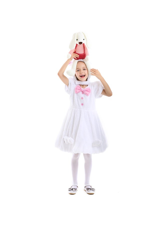 NIBEMINENT The animal party cute rabbit costume stage play features a white, red and black tricolor rabbit with drooping ears and a rogue rabbit - Image 1