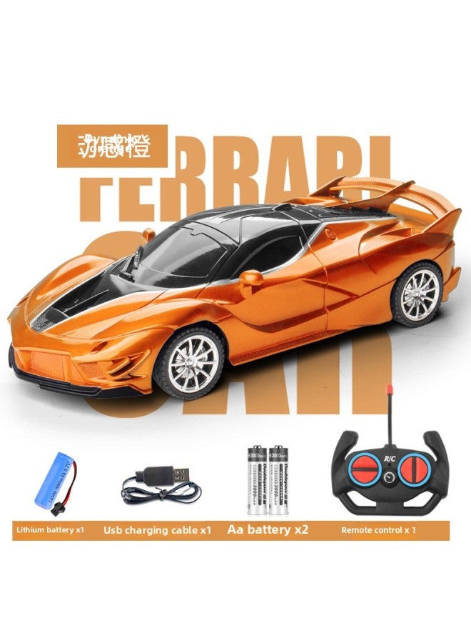 118 Scale Remote Control Racing Car Children's Electric Toy Car Rechargeable Race Four-wheel Model-Color:Sports Car (dynamic Orange)-Proportion:Lithium Battery + Charging Cable - Image 1