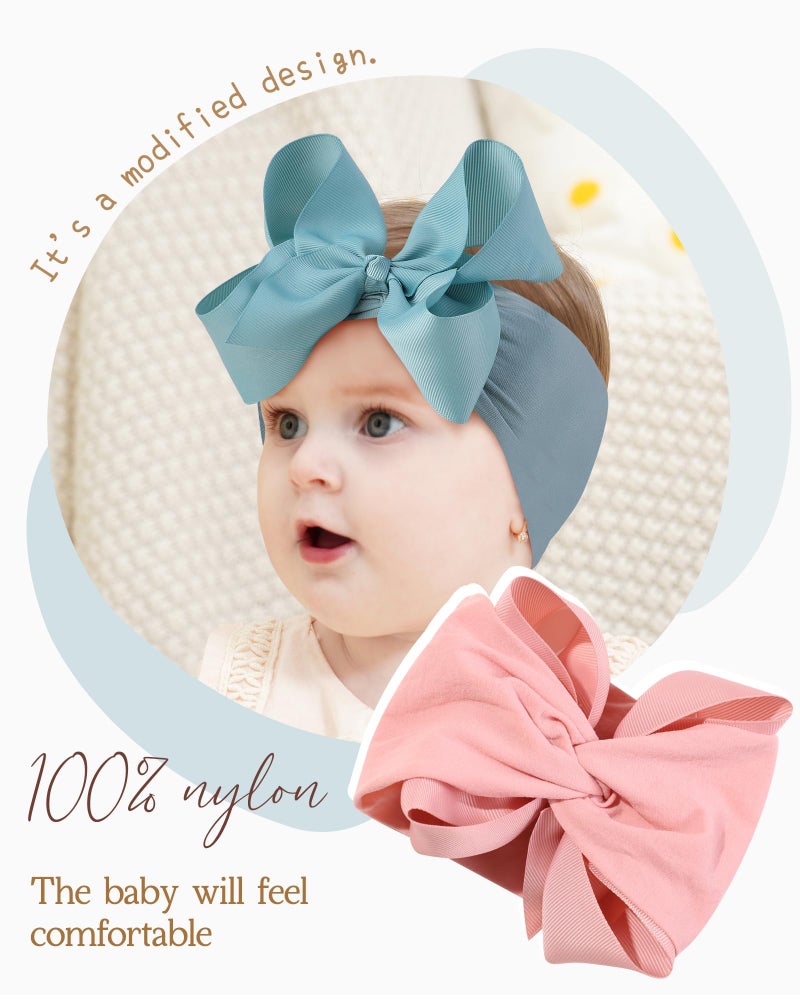 doboi 12pcs Big Baby Bows Baby Girl Headbands Ribbon Bow Hair Accessories Nylon Headband Bows for Baby Girls Infant Newborn Toddler - Image 2
