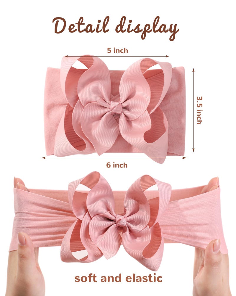 doboi 12pcs Big Baby Bows Baby Girl Headbands Ribbon Bow Hair Accessories Nylon Headband Bows for Baby Girls Infant Newborn Toddler - Image 3