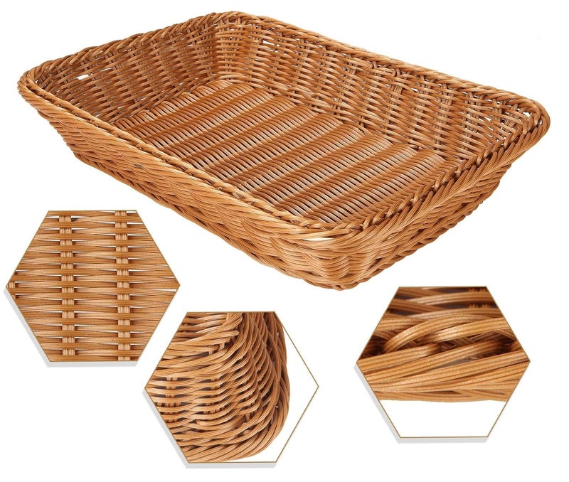KLIVE KLIVE Shelf Baskets Bread Baskets for Organizing Stackable Picnic Basket Bread Storage Baskets Rectangular Storage Basket for Restaurant Food Serving Home Kitchen 1 PCS  - Image 5