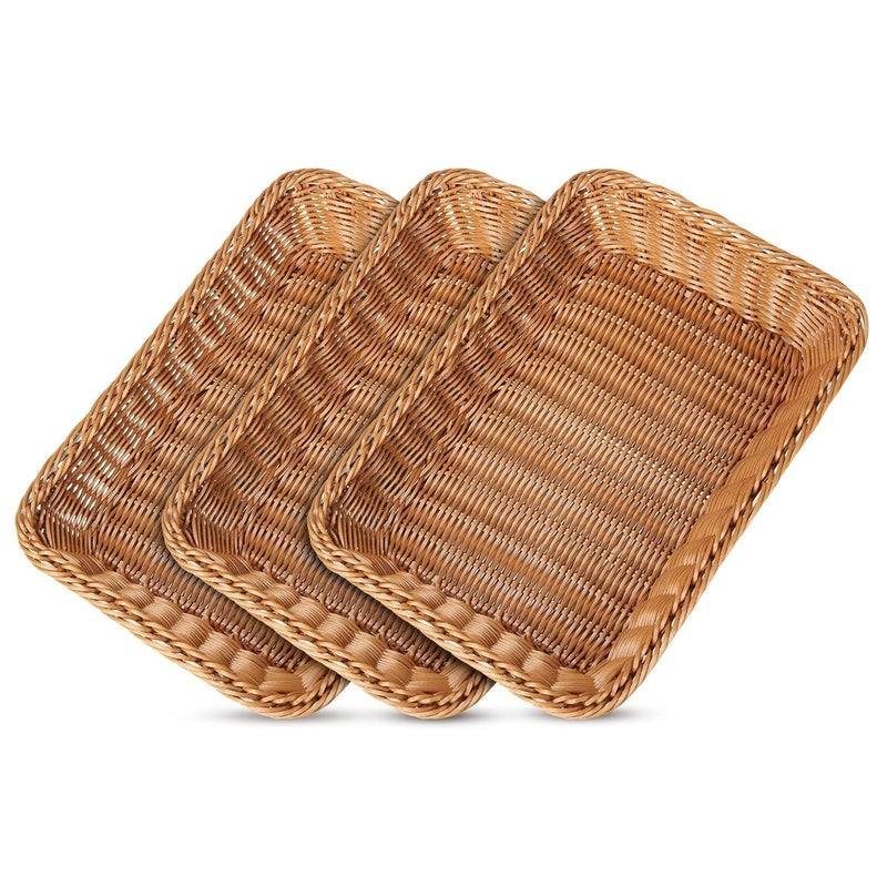 KLIVE KLIVE Shelf Baskets Bread Baskets for Organizing Stackable Picnic Basket Bread Storage Baskets Rectangular Storage Basket for Restaurant Food Serving Home Kitchen 1 PCS  - Image 4