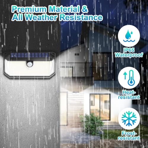 Brightever Solar Outdoor Lights, 4000LM 388 LEDs Motion Sensor Solar Powered Outdoor Light, IP65 Waterproof Exterior Flood Security Lights with 270° Wide Angle & 3 Modes for Patio Garage, 2-Pack - Image 5