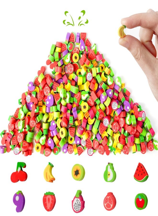 Kaemi 300 Pcs Mini Desk Pets for Kids Classroom Habitats, Cute Small Fruit Erasers, Little Eraser Pets for Party Favors, Classroom Prizes, Carnival Gifts and School Supplies - Image 1