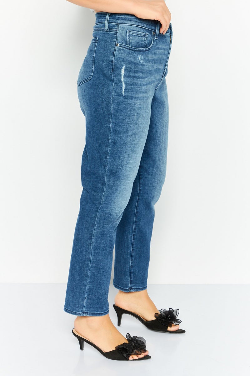 NYDJ Women Regular Fit High Waist Rip Stretchable Denim, Blue - Image 4