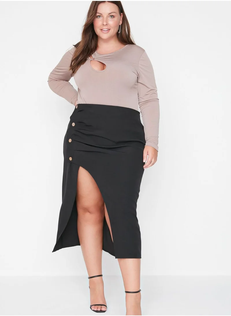 Trendyol Curve Side Split Midi Skirt