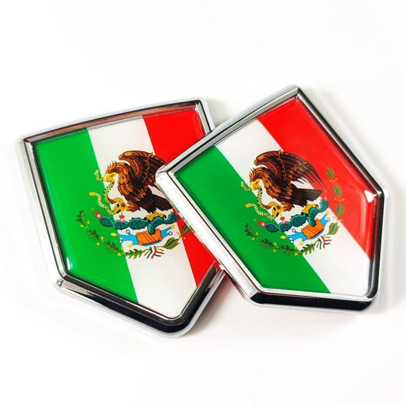 Newperlite Mexico Flag Decal Sticker Car Emblem Mexican Flag Car Decoration Accessories Chrome Shield for Truck Vehicles Cars 2 Pack - Image 3