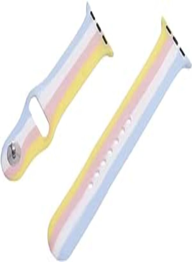 Generic Silicone Adjustable And Expandable Watch Strap With Colorful Design For Unisex Compatible With Smart Watches 38/40/41 MM - Multicolor