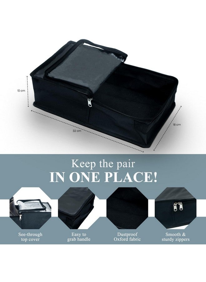 SRAJANAA SRAJANAA Black Shoe Bag for Travel & Storage, Travelling Shoes Cover, Portable Dustproof Pouch, Sneaker Box, Transparent Home Organiser Boxes, Protector from Rain - Set of 10 (32 X 10 X 18 cm) - Image 2