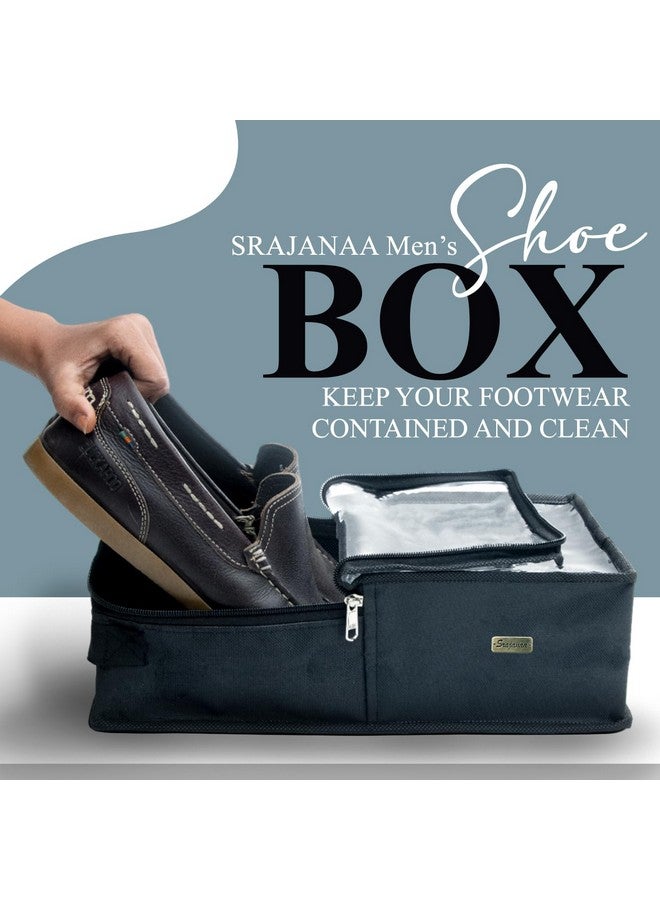 SRAJANAA SRAJANAA Black Shoe Bag for Travel & Storage, Travelling Shoes Cover, Portable Dustproof Pouch, Sneaker Box, Transparent Home Organiser Boxes, Protector from Rain - Set of 10 (32 X 10 X 18 cm) - Image 3