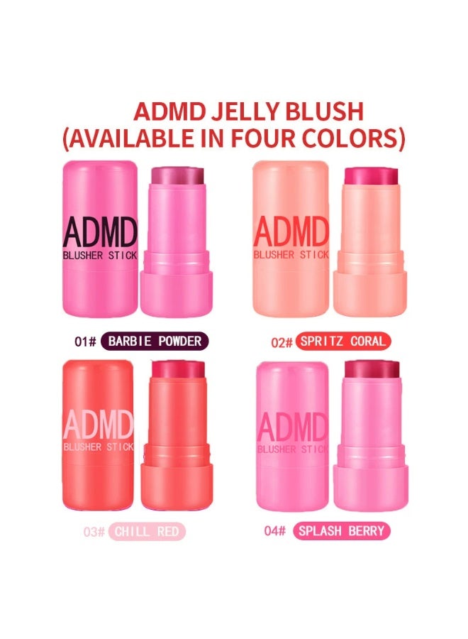 ADMD Jelly Blush， blush for cheeks eyes and lips, natural blush, waterproof and sweat-proof, tinted solid stick, long-lasting nude makeup multi-purpose color stick cream blush 03#Chill red - Image 3