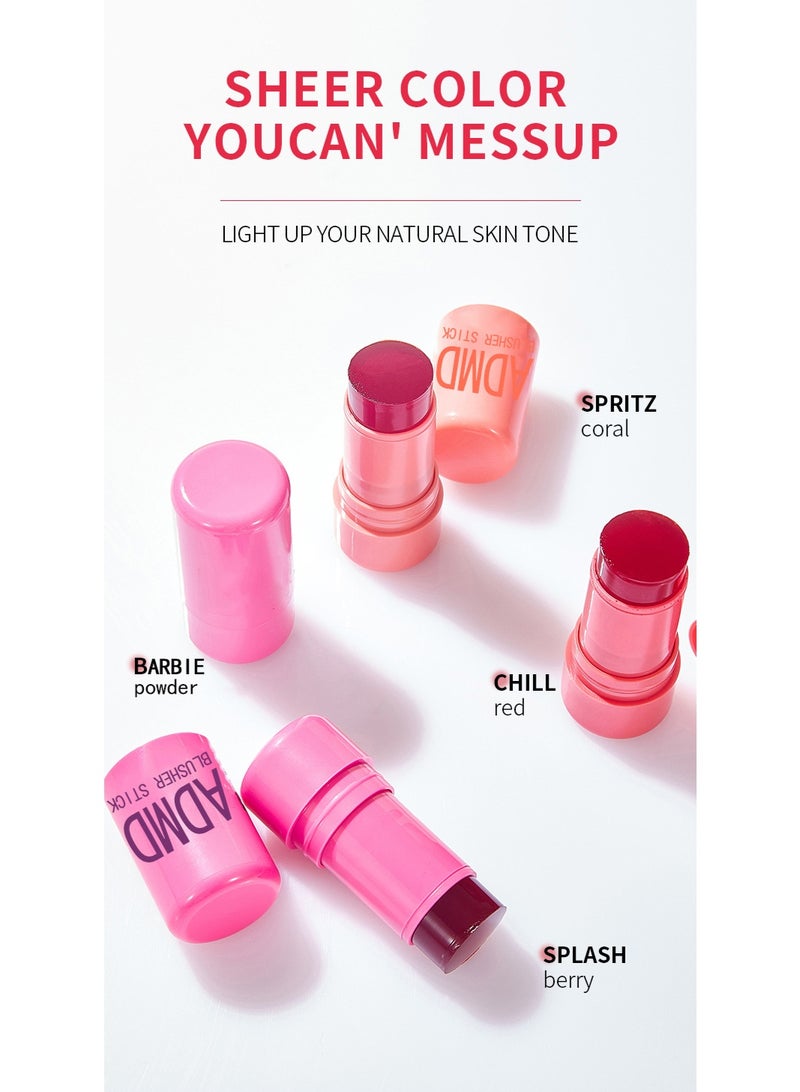 ADMD Jelly Blush， blush for cheeks eyes and lips, natural blush, waterproof and sweat-proof, tinted solid stick, long-lasting nude makeup multi-purpose color stick cream blush 03#Chill red - Image 5