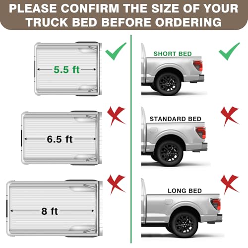 TripleAliners Truck Bed Mat Compatible with 2015-2025 Ford F150 & Lightning Accessories 5.5FT Flush All Weather Protection TPE Heavy Duty Pickup Cargo Mat - Image 3