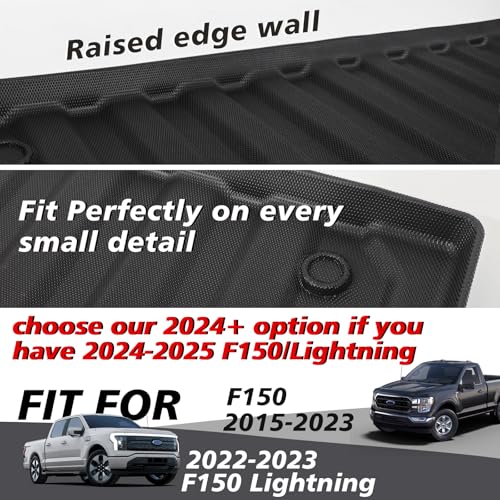 TripleAliners Truck Bed Mat Compatible with 2015-2025 Ford F150 & Lightning Accessories 5.5FT Flush All Weather Protection TPE Heavy Duty Pickup Cargo Mat - Image 5