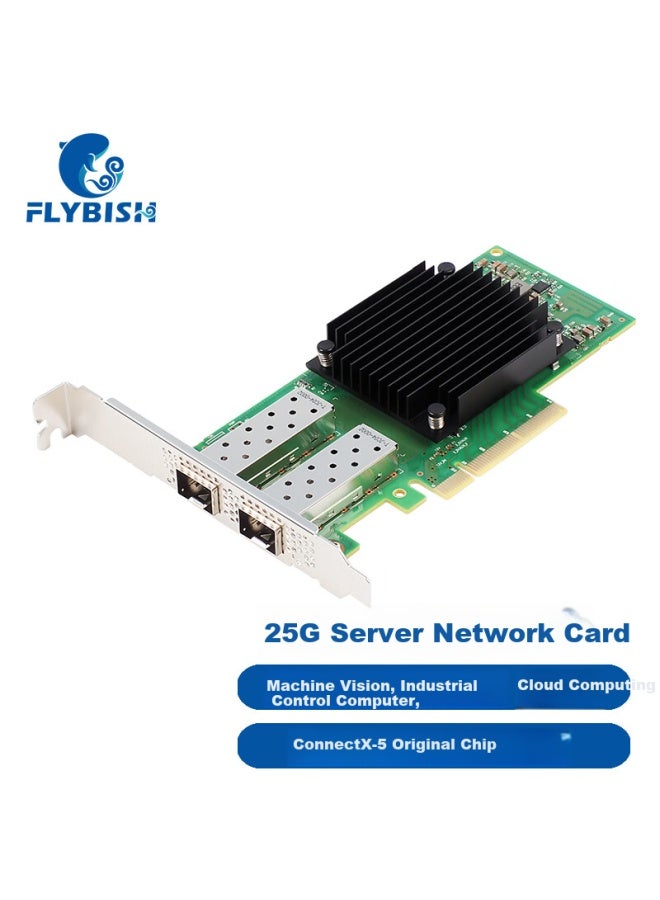 Flybish Pcie X8 25g Dual-port Fiber Optic Mellanox Connectx-5 Chip 25g Dual-port Network Card Compatible With Mcx512a-acat Supports Rdma Server Network Card - Image 1