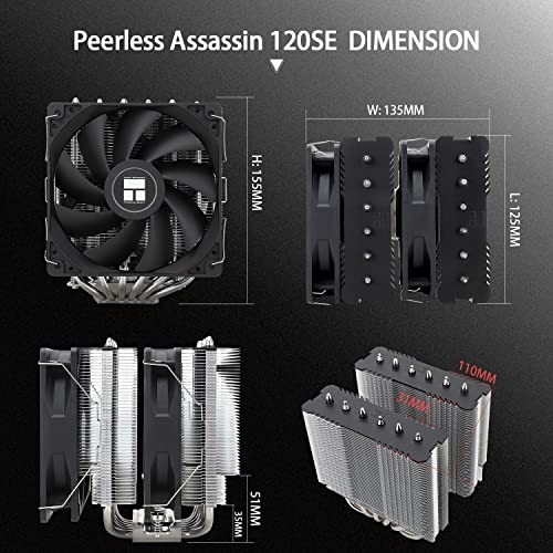 Thermalright Peerless Assassin 120 SE CPU Air Cooler,PA120 SE,6 Heat Pipes CPU Cooler,Dual 120mm TL-C12C PWM Fan, Aluminium Heatsink Cover, AGHP Technology,for AMD AM4/AM5 Intel 1700/1150/1200/1851 - Image 5