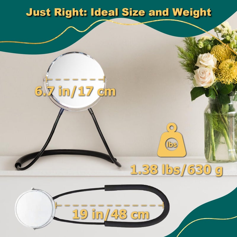 BESZONE Double Sided Mirror To See Back Of Head Self Haircut Mirror 360 Rotating, 6.7"" Standard And 5X Magnification, Self Cut Hands Free, Adjustable Neck Strap For Hair Cutting Braiding Makeup Travel - Image 5
