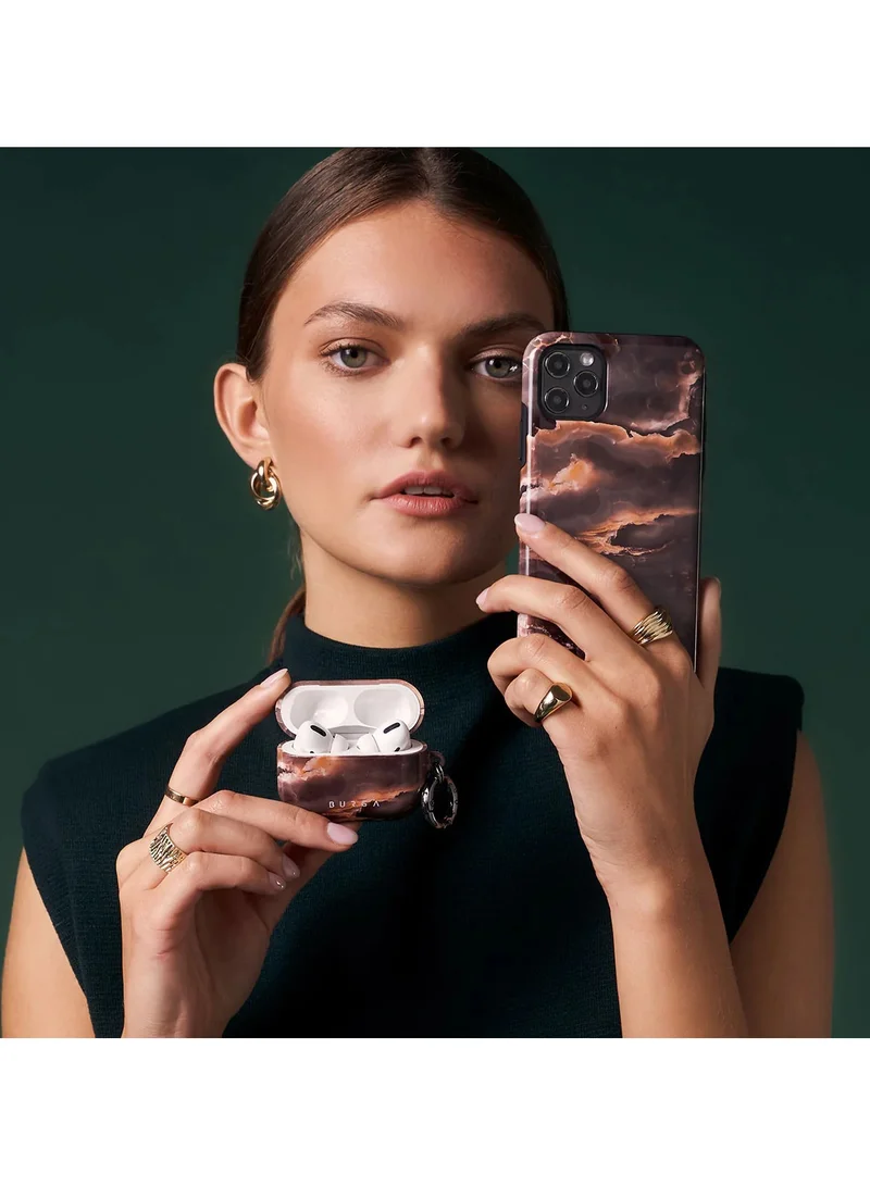 BURGA Premium Dual-Layer Protective Case for iPhone 16 Pro - Fire Wood Design with Brown Marble Finish - Durable, Shock-Resistant, and Sleek Cover for Maximum Protection