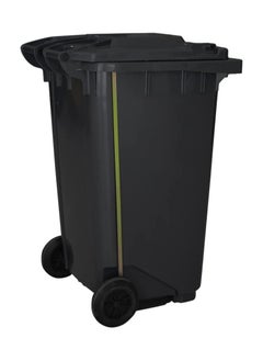 VINSTAR 240 Ltr Black Outdoor Waste Center Pedal Bins, Garbage Can Container With Attached Lid & Two Wheeled - High Density Polyethylene (HDPE) Heavy-Duty  - Image 2