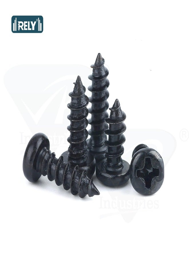 RELY+ Rely®⇒VP INDUSTRIES (Pcs-50) No.6x9.5 mm Pan Phillips Head Self-Tapping Screws – Black Zinc Coated Mild Steel, High-Tensile for Wood, Plywood, Plasterboards, Cabinets & DIY Use - Image 2