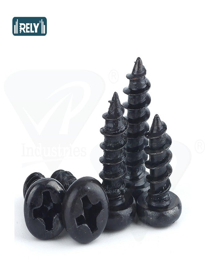 RELY+ Rely®⇒VP INDUSTRIES (Pcs-50) No.6x9.5 mm Pan Phillips Head Self-Tapping Screws – Black Zinc Coated Mild Steel, High-Tensile for Wood, Plywood, Plasterboards, Cabinets & DIY Use - Image 3