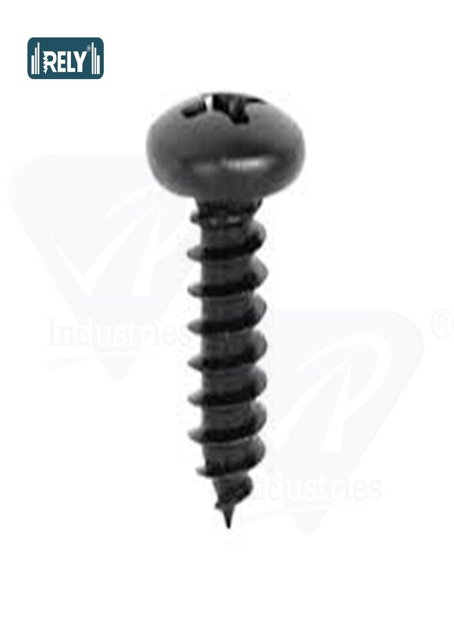 RELY+ Rely®⇒VP INDUSTRIES (Pcs-50) No.6x9.5 mm Pan Phillips Head Self-Tapping Screws – Black Zinc Coated Mild Steel, High-Tensile for Wood, Plywood, Plasterboards, Cabinets & DIY Use - Image 4