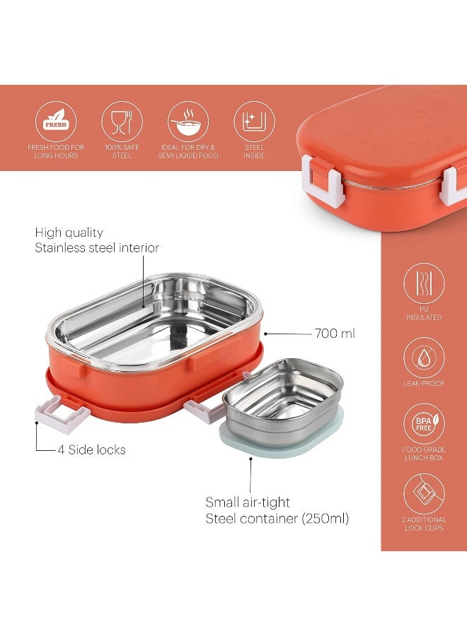 Cello Altro Neo Lunch Box - 2 Pieces, Neo Orange | Ideal for Office, School & Travel - Image 2